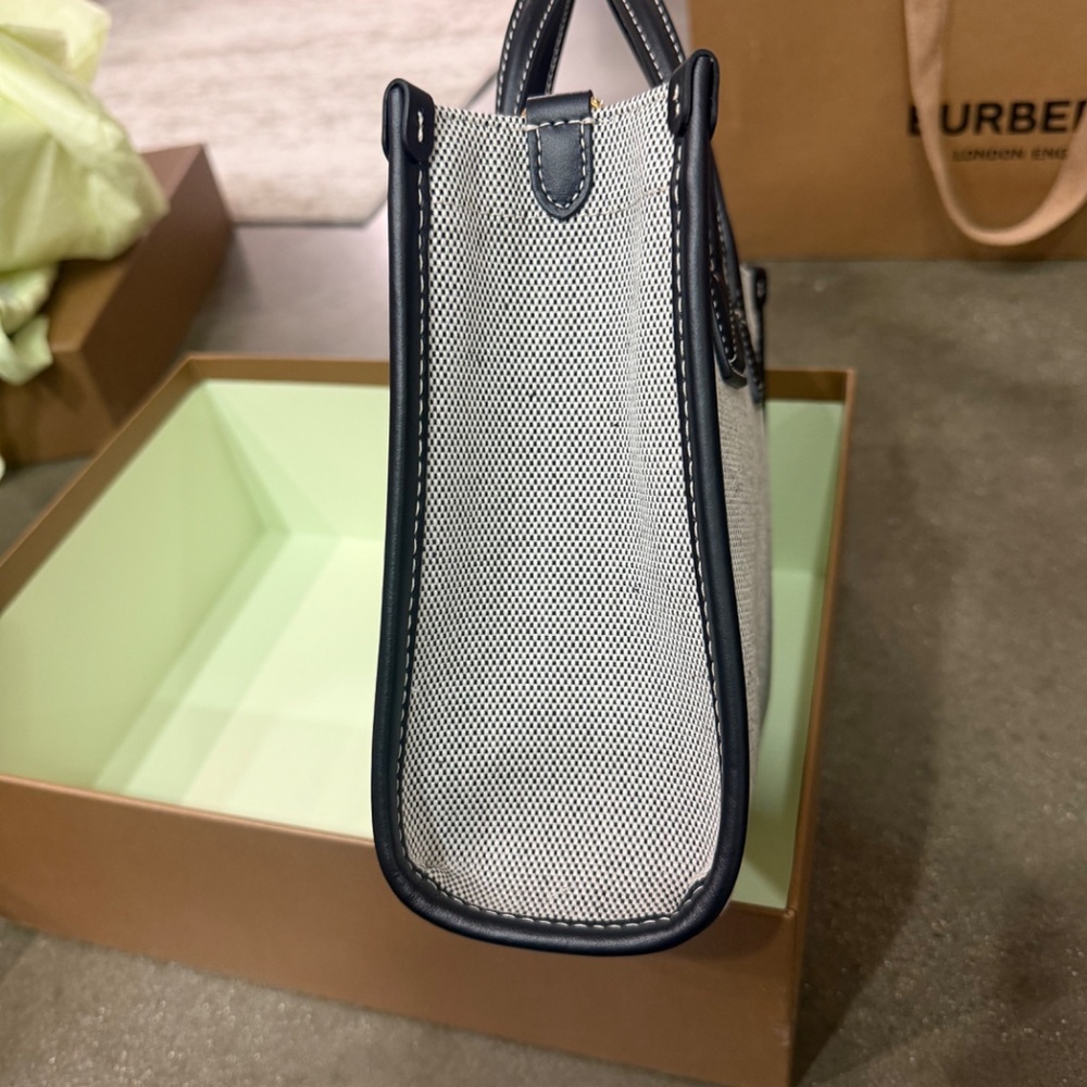 Burberry Mini Two-Tone Canvas Tote - Picture 2 of 13